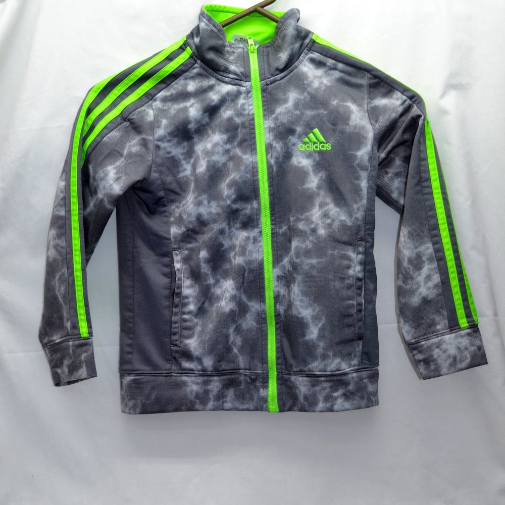 Adidas boys Track Jacket Grey / Lime Green Size 6